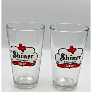 Lot of 2 Shiner Premium Beer Pint Glasses Texas Great Condition